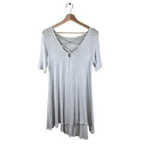 Joah Brown Short Sleeve Lace Up Tunic Size S/M